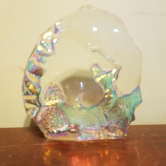 Crystal Iridescent Golf Award Trophy 5.5'' Plaque Padded Box Heavy Glass - Picture 9 of 13